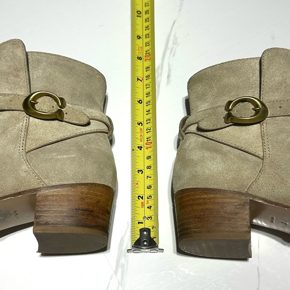 Coach Chrystie Suede Ankle Boots with Gold Buckle - Picture 16 of 16